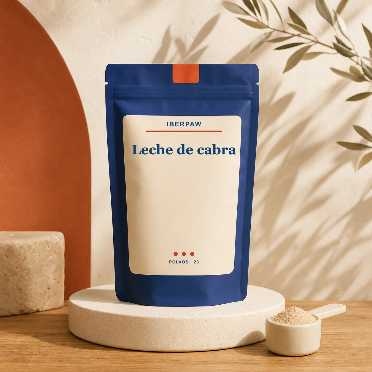 Envase Iberpaw de leche de cabra en polvo para proyecto de marca blanca